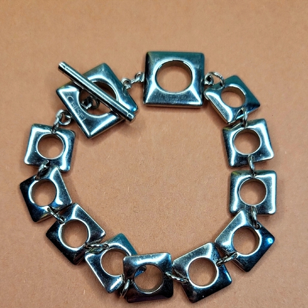 Silver Geometric Link Bracelet - image 1